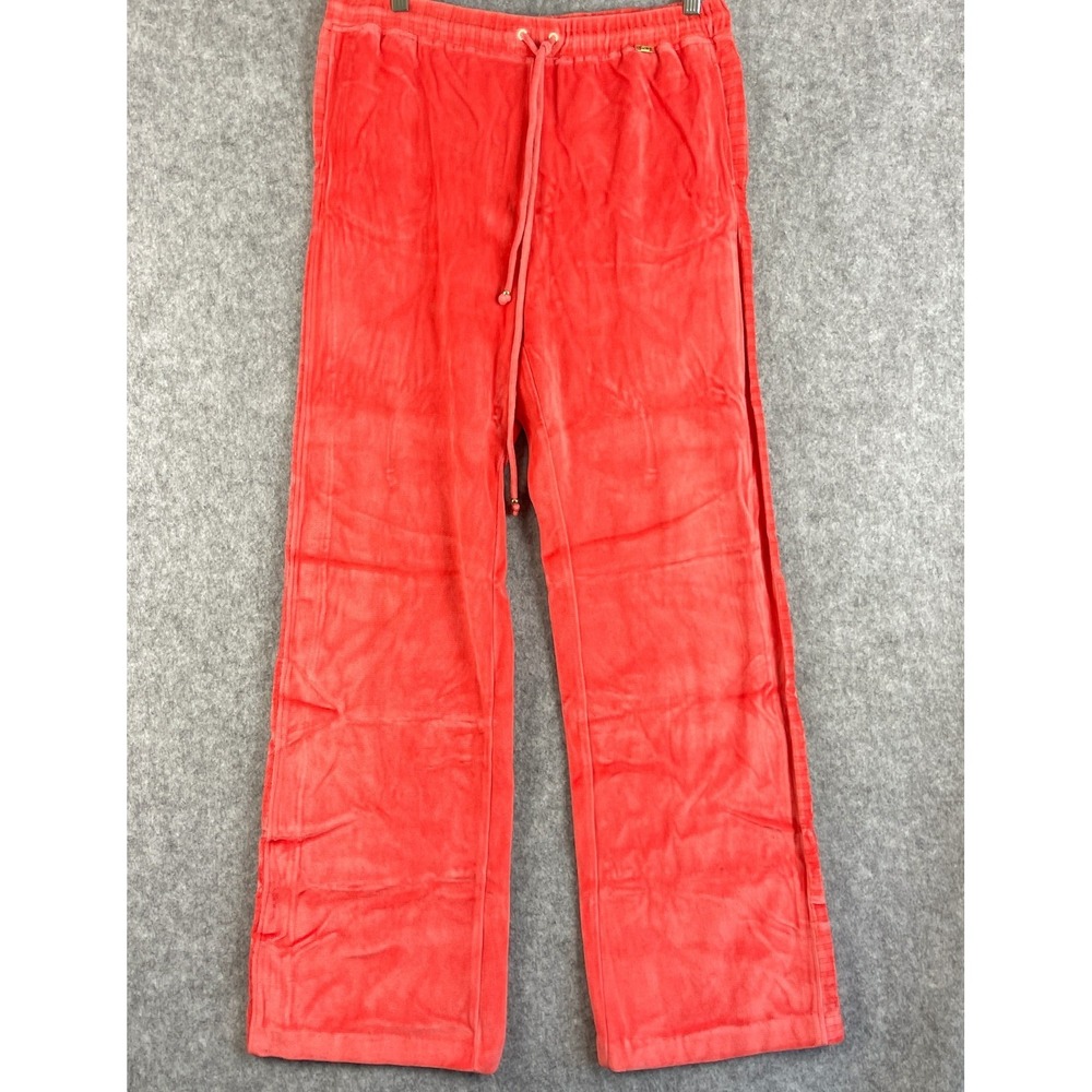 St John Sport Marie Gray Velour Pants Womens Large Orange Wide Legโ Pull On